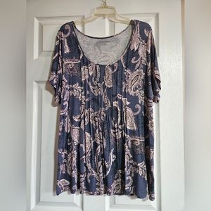 Croft & Barrow Navy and Beige Paisley Blouse